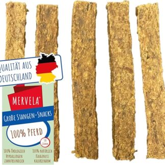 MERVELA® Bastoncini da masticare a cavallo, 500 g [qualità dalla Germania] per cani sensitivi, ricompensa, snack da allenamento, senza cereali, ipoallergenici, per cani, snack ricco di proteine