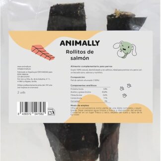 Animally Snack 100% naturale per cani e gatti | 2 rotoli di salmone | disidratato e senza additivi | 1 confezione