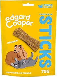 Edgard & Cooper Dolcetti per cani Stick proteico naturale cane adulto senza cereali, bustina da 75 g x 1, tacchino e pollo