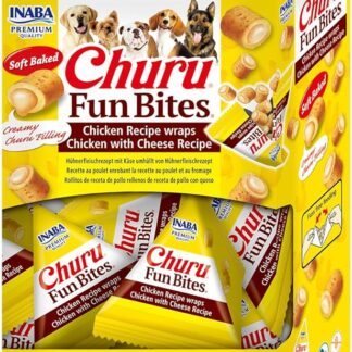 INABA Churu Fun Bites Snack per Cani, Bocconcini di Pollo e Formaggio - 8 Pack x 12gr - Premietti per Cane Morbidi e Deliziosi - Cibo per Cani Senza Conservanti o Coloranti Artificiali, Grain-Free