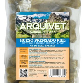 ARQUIVET - Osso Pressato in Pelle Bovina 11 cm (Confezione da 25 Unità) - Per Cani, Rinforza i Denti, Masticabile