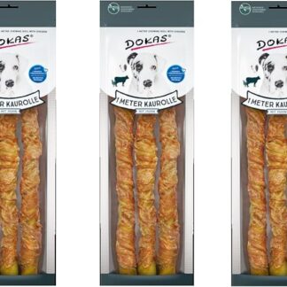 Dokas Dog 1 metro rotolo da masticare con pollo | Confezione Tripla | 3 x 315 g | Integratore alimentare per cani | Piacere di masticare a lungo