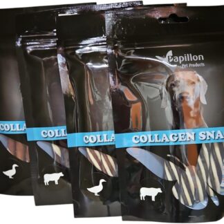 Snack Cane Collagene - Collagen Snack Dental Care Snack per Cani di Tutte le Taglie - Stick Cani - Senza Conservanti Artificiali e Zuccheri Aggiunti - Busta 80 gr (Medium, Anatra)