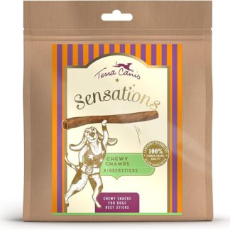 Terra Canis Sensations Chewy Champs - Bastoncini di manzo 100g I Masticatori naturali, essiccati I Attività di masticazione | Alimento complementare per cani