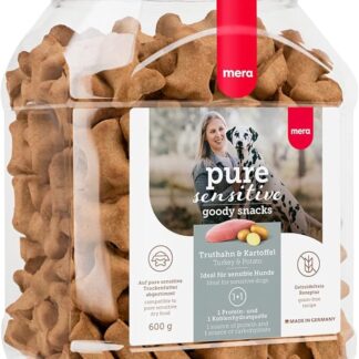 MERA Pure Sensitive Goody Snack tacchino e patate (600 g), dolcetti sani per cani sensibili, snack per cani senza glutine per allenamento e ricompensa