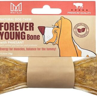MERSJO Forever Young Bone, osso funzionale da masticare per cani con fagiano, bacche di goji e probiotico, 13,5 cm, 70 g, spuntino funzionale per cani per la digestione e le difese, 100% naturale