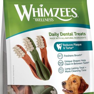 WHIMZEES Toothbrush L, Stix da Masticare Per l'igiene Dentale per Cani di Grande Taglia (18-27kg), Ingredienti Naturali, Senza Cereali, 6 Pezzi, Taglia L