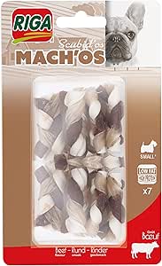 RIGA - Mach'os - Bastone intrecciato S - Dolcetto per cani - Ricco di proteine - Al Manzo - Igiene orale - Masticazione e ricompensa - per cani piccoli - x 7