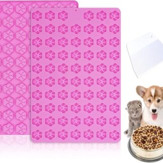 2 tappetini da forno per biscotti per cani, 69 fori, con raschietto per pasta, tappetini da forno per cani e biscotti fai da te (mini zampe)