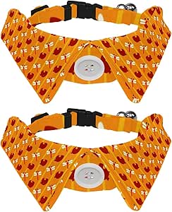 Confezione da 2 collari per cani con papillon e campana, motivo libellula, design regolabile, per gatti di piccola taglia