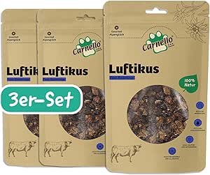 Carnello Leckerli Cane – Alpenglück Luftikus – Cibo per cani secco senza cereali – Senza cereali – Sacchetti richiudibili (3 x 100 g)