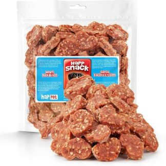 HAPPET Dolcetti morbidi per cani, 500 g, cuori di anatra e riso, prelibatezze naturali per l'allenamento, masticatori sani ad alto contenuto proteico, a basso contenuto di grassi e favoriscono