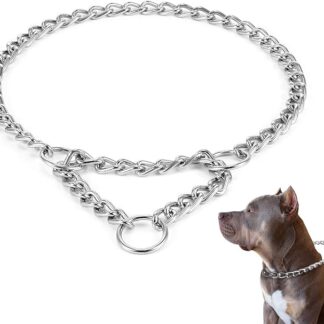 HAPPY HACHI Collare Cane Catena Acciaio Cromata (S) Collari Semistrozzo per Cani Pelo Corto Grande Media collarino Semi Scorrimento Metallo Martingala Strangola per Addestramento Controllo Sicurezza