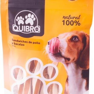 Quibropets Panini di pollo e merluzzo – Cani – Ricompense naturali senza cereali, snack per animali domestici, premi disidratati, 100 g