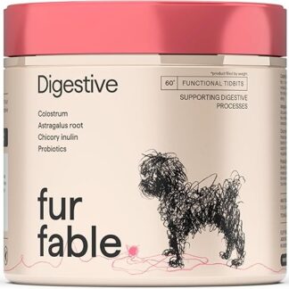 fur fable Digestive - Dolcetti che supportano la digestione per cani - Soft Chew - Supporto per l'immunità - Comodo dosaggio per diverse razze - 180 g - 60 pezzi