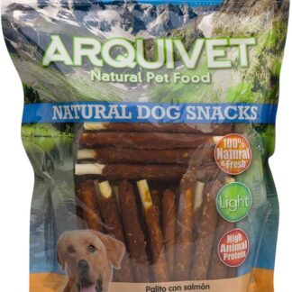 ARQUIVET Bastoncino con Salmone - Snack Naturali - 1kg - 13 cm - Snack Naturale per Cani