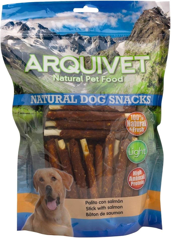 ARQUIVET Bastoncino con Salmone - Snack Naturali - 1kg - 13 cm - Snack Naturale per Cani
