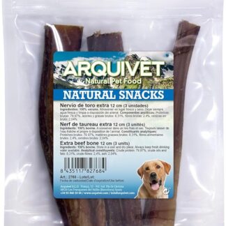 Arquivet Nervo de Toro 12 cm (Borsa 3 pz) - Snack Naturali masticabili per Cani - Premi e premi per l'Allenamento - Chuches e dolcetti