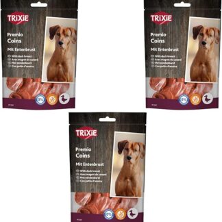 Trixie Duck Coins | Confezione Tripla | 3 x 80 g | Alimento complementare per cani | Filetto di petto d’anatra essiccato | Sacchetto richiudibile | Senza glutine e senza zuccheri aggiunti