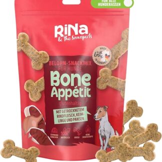RiNa Bone Appetit – Deliziosi per cani contenenti glutine – Con carne secca, piantine e ronzi – Fibre e vitamine – Made in Germany