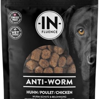 IN-Fluence Anti-Worm Spuntino per cani, carne svizzera, protezione e ricompensa, Vet-Approved, 100 g