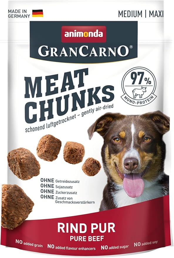 animonda GranCarno Meat Chunks Manzo puro (80 g), spuntino per cani adulti medi e grandi, senza cereali, per cani adulti