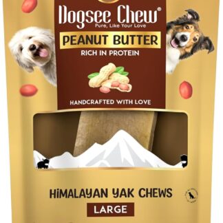 Dogsee Snack per cure dentistiche himalayane yak con sapore di burro di arachidi per cani – 130 g (1 grande spuntino) | Per pelle sana e pelo sano, senza cereali, senza glutine | Cane inodore