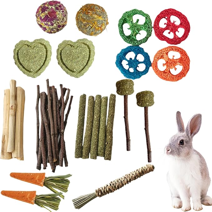 Byeaon Giocattolo da masticare coniglietto, giocattoli da bunny per i denti | criceto per animali da dentizione a legna,Forniture da masticare sicure resistenti al morso per piccoli animali domestici