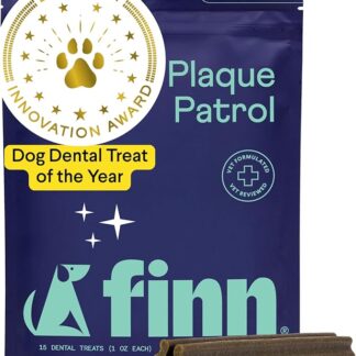 Finn Plaque Patrol - Mastica dentale a tripla azione, difesa contro placca, tartaro e alitosi, per cani di taglia media/grande, oltre 25 libbre