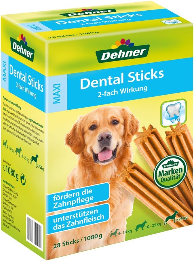 Dehner Spuntino per Cani, per la Cura dei Denti, Senza Zucchero, spuntino da Masticare per Cani Adulti a Partire da 25 kg, 28 Pezzi (1080 g)