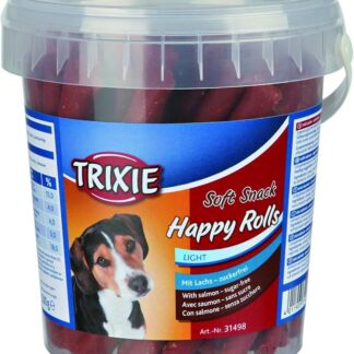 Trixie Soft Snack Happy Rolls | 500 g | Soft Snack per cani | Piccoli dolcetti morbidi con salmone | Può sostenere la digestione | Adatto per ricompense e allenamento