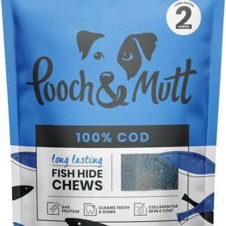 Pooch & Mutt - Merluzzo da masticare per cani, snack a lunga durata per la ricompensa dei cani, 90 g (2 spuntini da masticare)