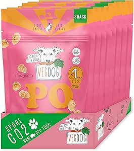 VEGDOG Pops Popcorn Ipoallergenico per Cani (10 x 20 g) | Snack Povero di Grassi e Calorie | Biscotto Training per Allergici con Patate e Lievito di Birra