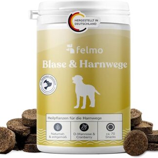 Snack per cani con mirtilli e mannosio D, circa 70 pezzi – Senza cereali e senza zucchero con equiseto di campo, dente di leone, ingredienti vegetali associati alla vescica e al tratto urinario