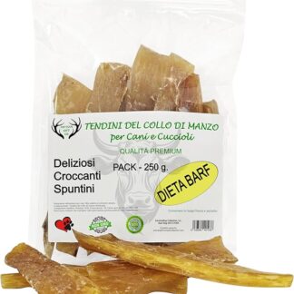 ARTISAN GIFT CO Snack Naturali Essiccati - Tendini di Manzo per Cani - (250 g, Tendini di Bovino)