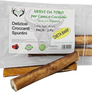 ARTISAN GIFT CO Nervo di bue per cani, nerbi di bue per cani: masticativi naturali a lunga durata - 2 un. (60 g, Nervi di bue 15cm.)