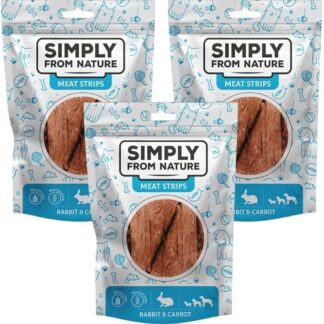SIMPLY FROM NATURE Meat Strips coniglio e carota per cani 3x80 g