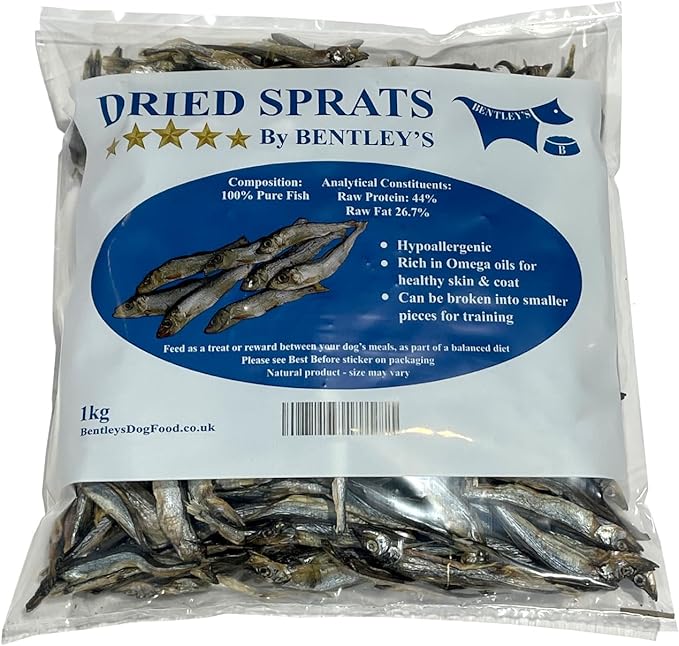 Sprats secchi, Bulk Buy, pesce essiccato dieta BARF (1 kg)