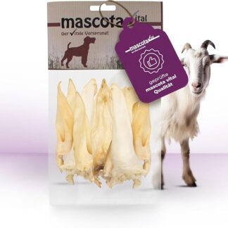 Mascota vital – orecchie di capra secche per cani – 100% spuntino naturale da masticare, essiccato delicatamente, senza additivi, promuove la salute dentale e la lunga durata del masticatore