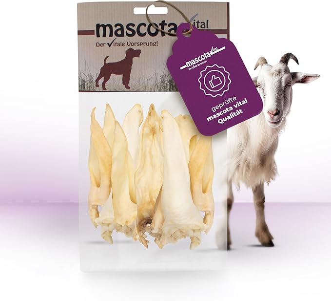 Mascota vital – orecchie di capra secche per cani – 100% spuntino naturale da masticare, essiccato delicatamente, senza additivi, promuove la salute dentale e la lunga durata del masticatore