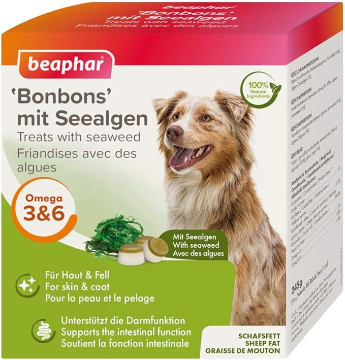 beaphar Lago Tang Caramelle per Cani | Cani perdite erlies | Snacks con Omega 3 6 9 | per appoggio della Flora Intestinale | Senza additivi Artificiali | 245 G
