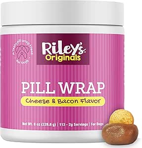 Riley's Impacco per pillole per cani, deliziosa pasta per pillole aromatizzata al formaggio e pancetta per cani, per avvolgere pillole, capsule, compresse in una tasca o in un sacchetto per mascherare