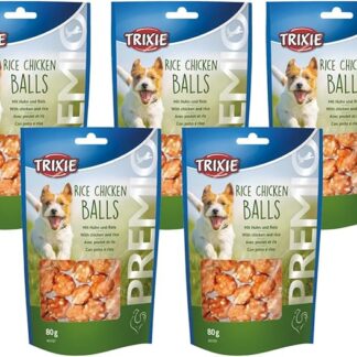 5 sacchetti di dolcetti per cani al riso e pollo