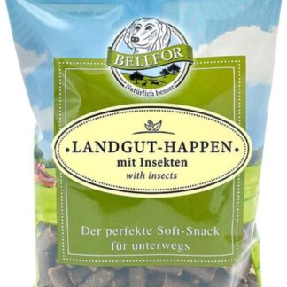 Bellfor Landgut-Happen Snack Naturali per Cani con Insetti, Ricchi di Omega 3-200g. Biscotti Ipoallergenici e Nutrienti, Perfetti per Cuccioli e Cani Adulti, con Frutta e Verdura.