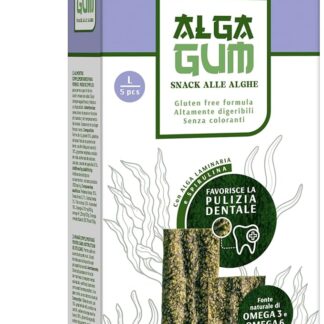 Record - Snack Dentali per Cani Alga Gum con Alga Laminaria e Spirulina, L, 5 stick. Masticativi con Azione Antiplacca, Antitartaro e Contro l'Alitosi. Ricchi di Omega 3-6, Naturali e Gommosi