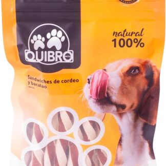 Quibropets Panini di agnello e merluzzo – Cani – Ricompense naturali senza cereali, snack per animali domestici, premi disidratati, 100 g