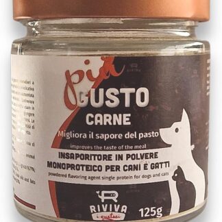 RIVIVA Speciale insaporitore in polvere appettizzante per cani e gatti gusto carne, ideale per cani inappetenti, pratico e veloce| Aumenta l'appetibilità del pasto | 125gr