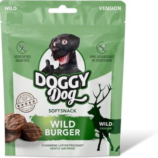 DOGGY Dog Wild Hamburger, 70 g, senza zucchero per cani con succosa, vitamine e alta percentuale di carne, snack senza cereali per cani