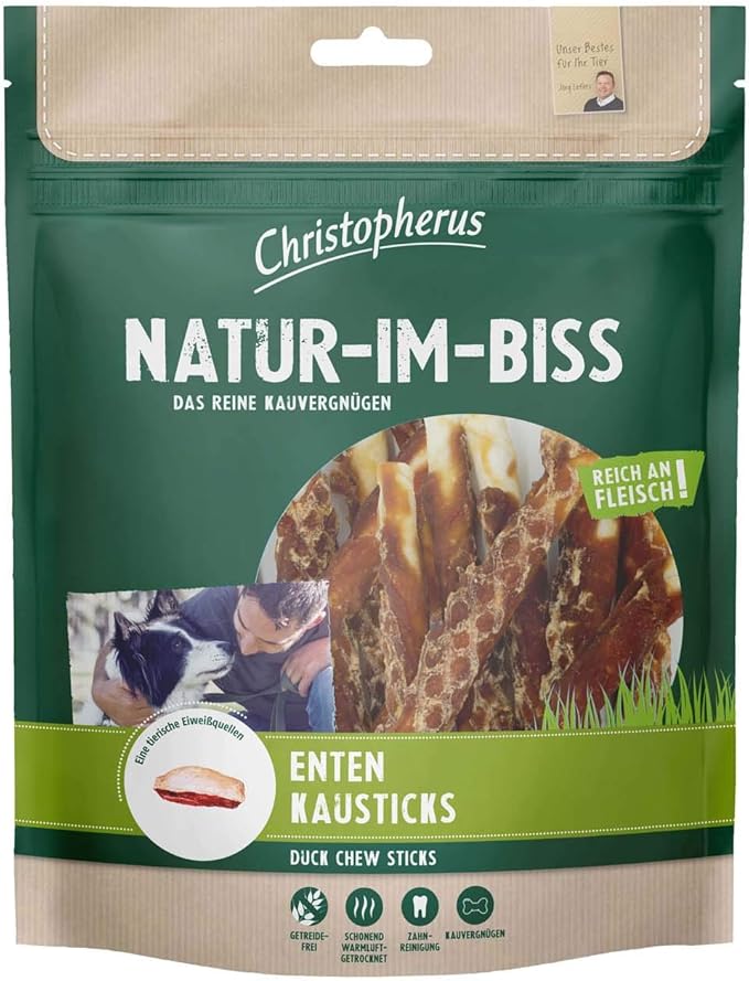 Christopherus Bastoncini da masticare per cani, anatre, essiccati ad aria calda, 300 g