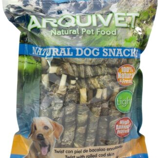 Arquivet - Twist con pelle di merluzzo arrotolata - 13 cm (1 Kg) - Snack naturali per cani